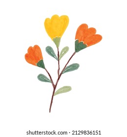 Wildflower Tulip Hand Painted Watercolor Illustration