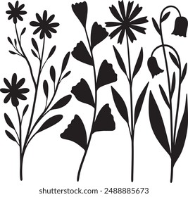 wildflower vector black and white 