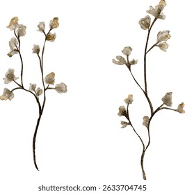 Wildflower Watercolor Illustration Artwork in Grey Color
