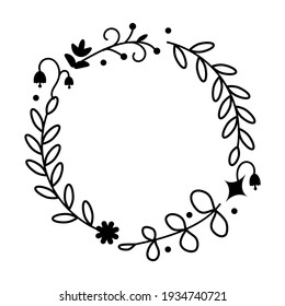 Wildflower wreath with. Vector stock illustration for poster