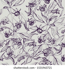Wildflowers. Beladonna. Vector seamless pattern.
