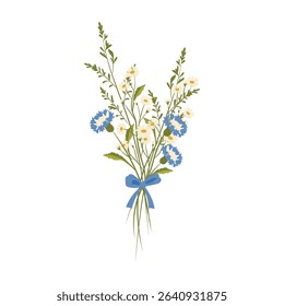 Wildflowers Bouquet Illustration Flat Color 