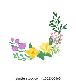 Wildflowers bouquet on white background. Nature concept.