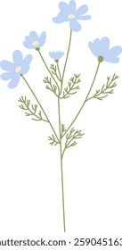Wildflowers Branch Hand Drawn Vector Illustration