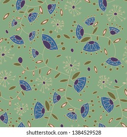 Wildflowers. Bright summer print. Vector seamless pattern.

