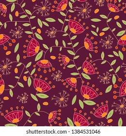 Wildflowers. Bright summer print. Vector seamless pattern.