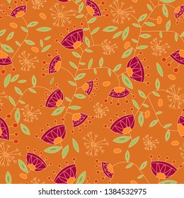 Wildflowers. Bright summer print. Vector seamless pattern.