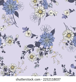 Flores silvestres Daisy Seamless Repeat Pattern