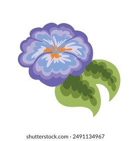 wildflowers decoration stylized bright lilac purple pansies, vector illustration