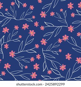 Wildflowers graphics on baige background seamless pattern for all prints. Graphic design