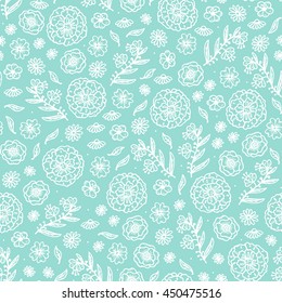Wildflowers. Hand Drawn Doodle Flowers. Vector seamless floral pattern.
