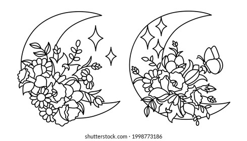 Wildflowers in a hand drawn line art style.