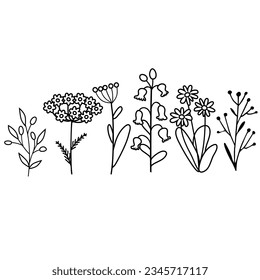 Wildflowers icon vector set. Wild flowers illustration sign collection. Flower symbol. Garden logo.