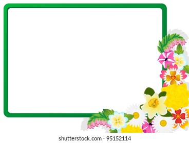 Wildflowers on the background of the frame. The illustration on a white background.