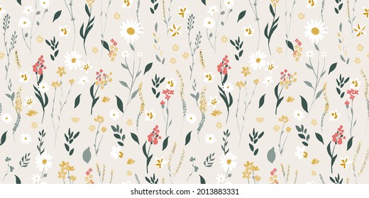 wildflowers pattern on pastel background