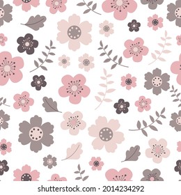 Patrón de flores silvestres en diseño rosa y chocolate perfecto para el diseño de tela, papel pintado, textil, envoltura de regalo y muchos más