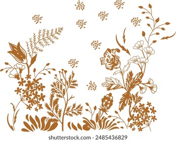 Wildflowers. Seamless abstract pattern In style Toile de Jou Suitable for fabric