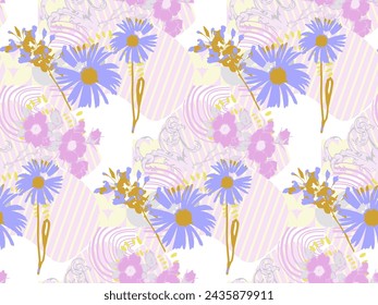 Wildflowers. Seamless abstract pattern. Suitable for fabric, mural, wrapping paper and the like