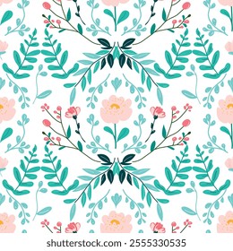 Wildflowers seamless pattern. Bright and colorful meadow herbs and flowers on a beige background. Floral summer vector illustration. Spring botanical background, modern style