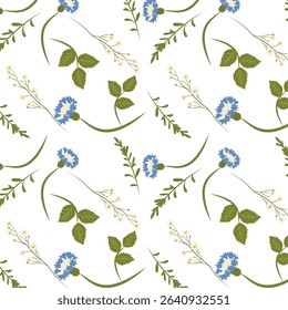 Wildflowers Seamless Pattern Illustration Vector