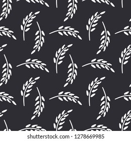 Wildflowers, spikelet victorian rural vector seamless pattern. Simplified retro illustration. Wrapping, scrapbook paper background.Childish style rural field. Element design, wallpaper fabric printing