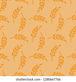 Wildflowers, spikelet victorian rural vector seamless pattern. Simplified retro illustration. Wrapping, scrapbook paper background.Childish color rural field. Element design, wallpaper fabric printing