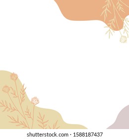 wildflowers spring border vector background illustration with abstract shapes