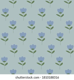 Wildflowers tulips, seamless pattern. Botanical vector illustration.  For paper, cover, fabric, gift wrapping, wall art, interior decor.