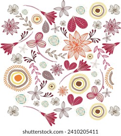 Wildflowers vector collection. herbs, herbaceous flowering plants, blooming flowers, and subshrubs isolated on a white background. detailed botanical vector illustration.