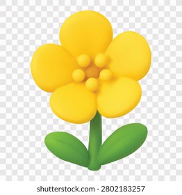 Wildflowers Vector Icon Set | 3D icon set | buttercup flower 