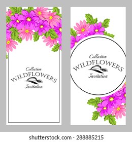 Wildflowers. Vintage invitation card of beautiful flowers. Easy to edit. Perfect for invitations or announcements.