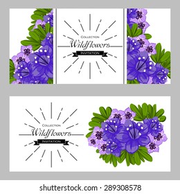 Wildflowers. Vintage invitation card of beautiful flowers. Easy to edit. Perfect for invitations or announcements.