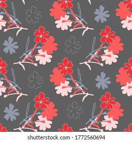 Flores silvestres.Ilustración vectorial en un fondo blanco y colorido.Patrón inexorable.