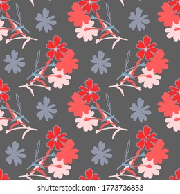 Flores silvestres.Ilustración vectorial en un fondo blanco y colorido.Patrón inexorable.