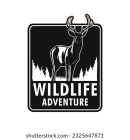 wildlife adventure emblem with deer illustration