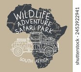 Wildlife adventure safari park logo with map of Africa