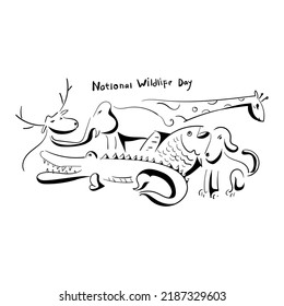 wildlife animal black line design ,vector illustration

