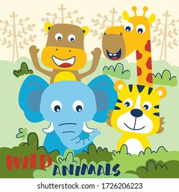 wildlife animal funny cartoon,vector illustration