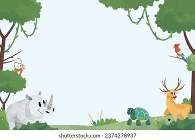 Wildlife Animal Illustration Frame Background