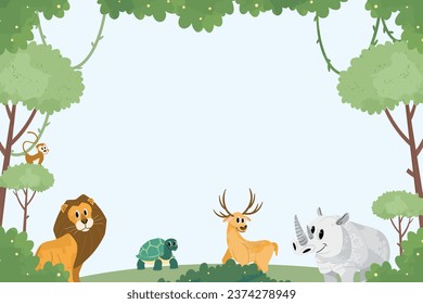 Wildlife Animal Illustration Frame Background