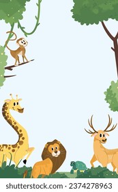 Wildlife Animal Illustration Frame Background