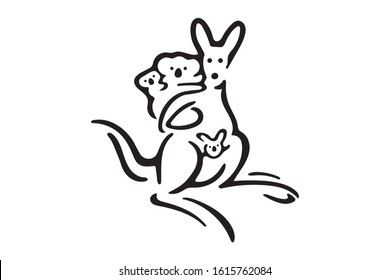 Wildlife Animal Kangaroo and Koala Bear Illustration template