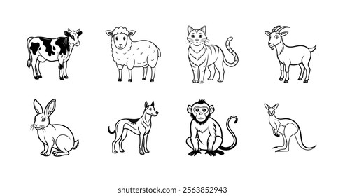 Wildlife Animal Set vector Illustrations.