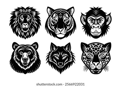 Wildlife Animal Silhouette Set vector.