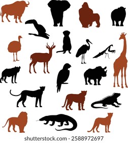 Wildlife Animal Silhouettes Safari and Jungle Creatures Collection