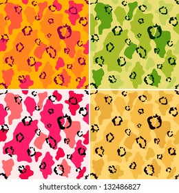 Wildlife animal spots vector seamless pattern set