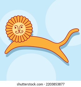 Wildlife animals. Cartoon cute lion vector illustration  for kids and children. Circus collection. Design element. Template for design, books, stickers, cards.