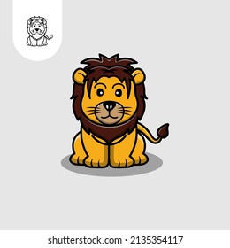 Wildlife animals. Cute lion on white background vector illustration. Jungle life clipart vector design.