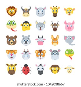 Wildlife Animals Flat Vector Icons