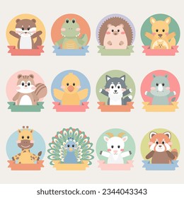 Wildlife animals illustration vector set.